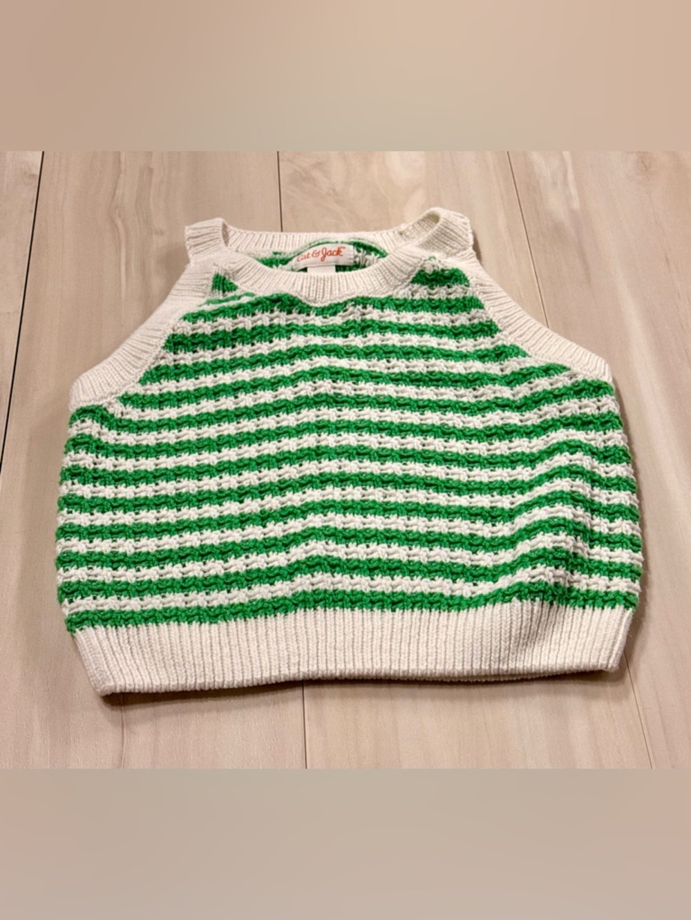 Cat & Jack White and Green Striped Knit Tank